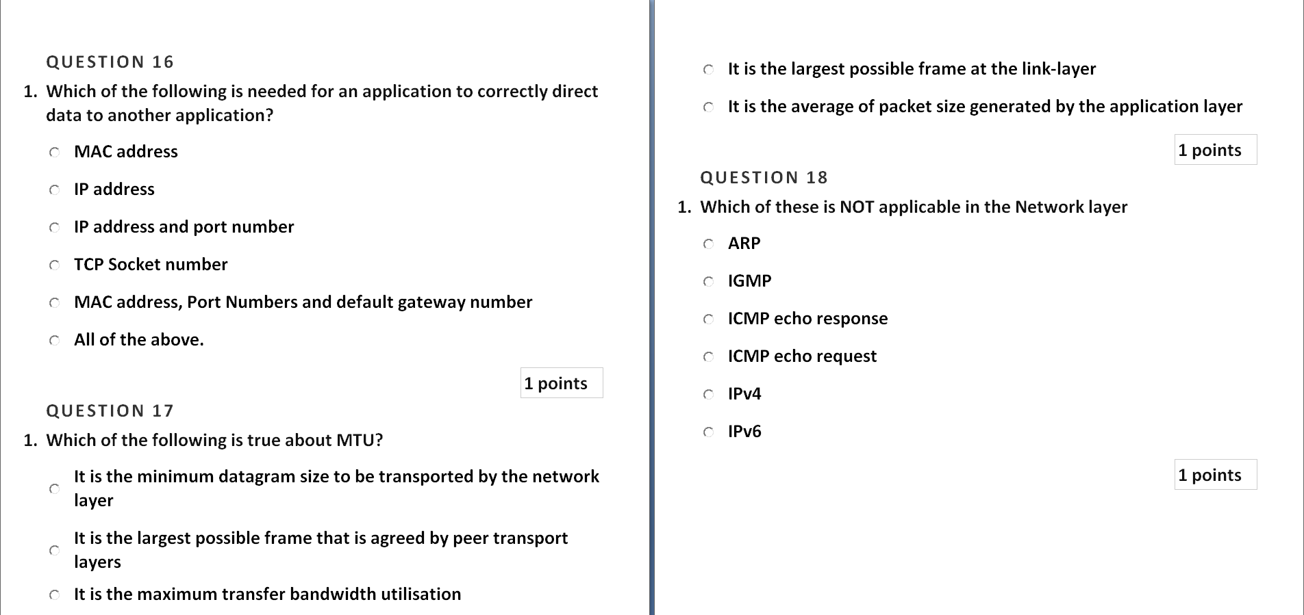 WLAN (802.11) and basic Networking sample MCQ and answers set1 WiFi